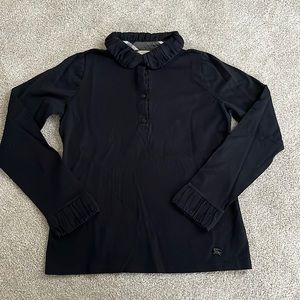 Burberry women’s long sleeve polo, black, L